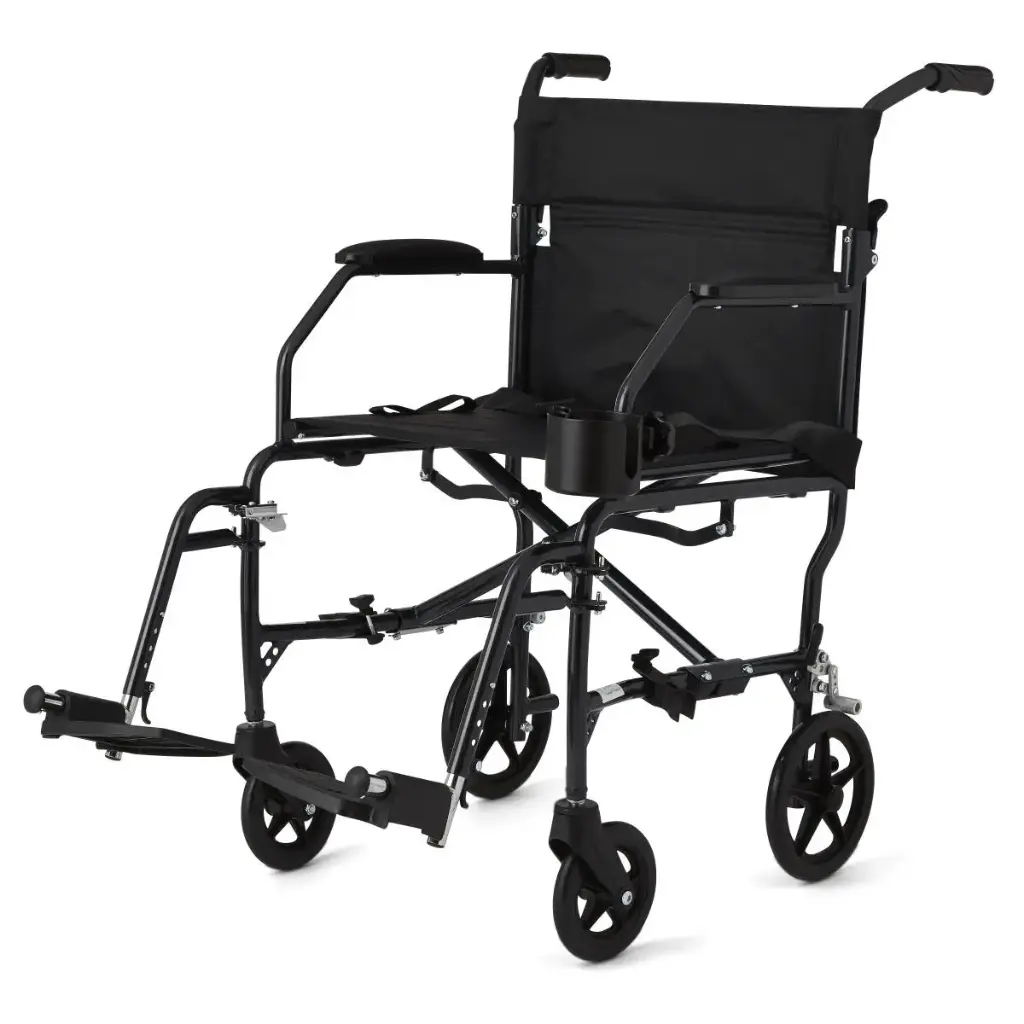 19" Ultralight Transport Chair,  300lbs. weight capacity, Black
