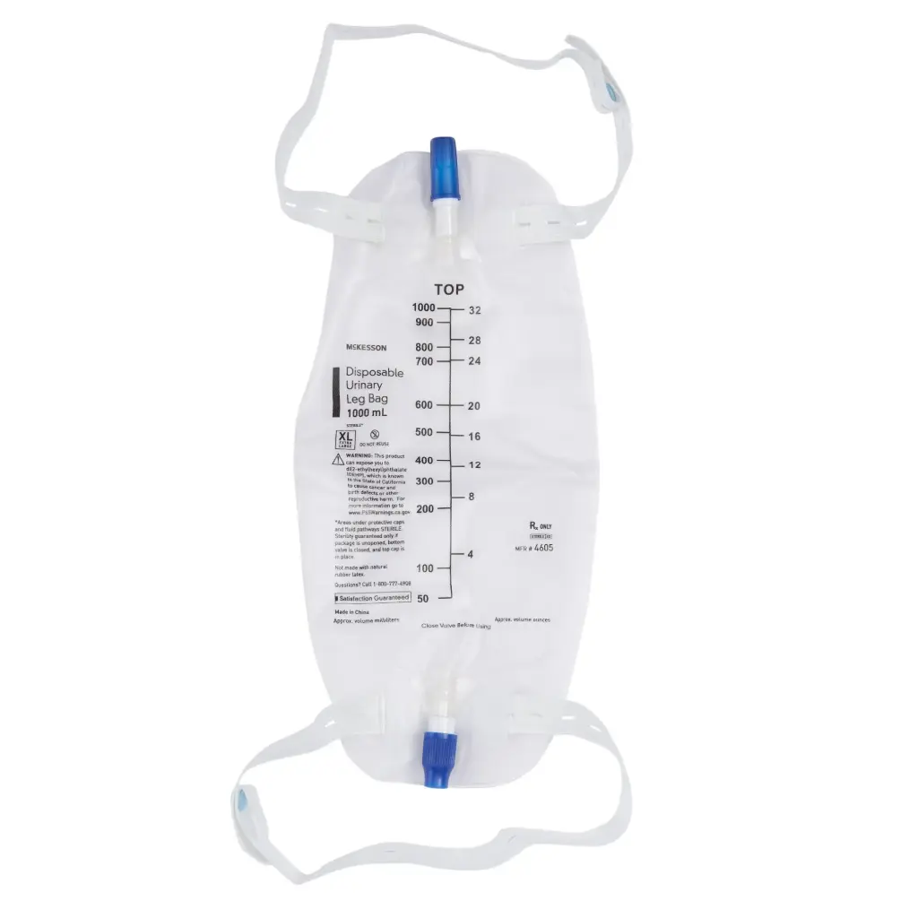 Urinary Leg Bag Anti-Reflux Valve Sterile 1,000 mL Vinyl
