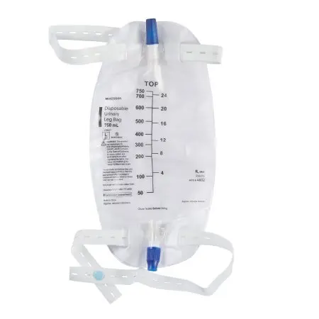 Urinary Leg Bag Anti-Reflux Valve Sterile 750 mL Vinyl.