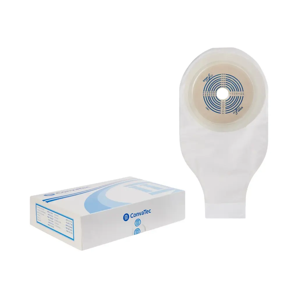 Colostomy Pouch One-Piece System 12 Inch Length Flat, Trim To Fit 3/4 to 2-1/2 Inch Stoma Drainable