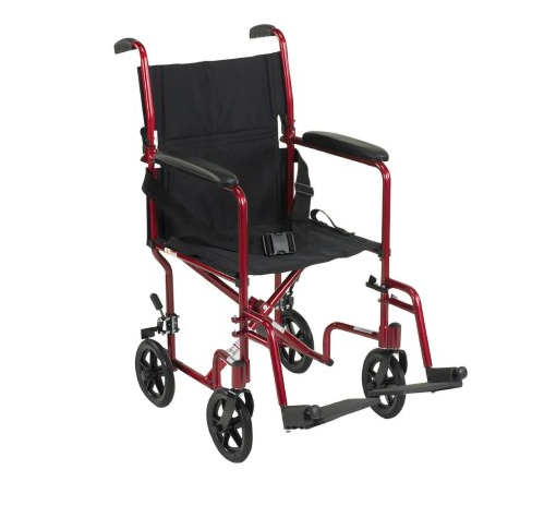 [1128901] Transport Chair Lightweight 19 Inch Aluminum Red