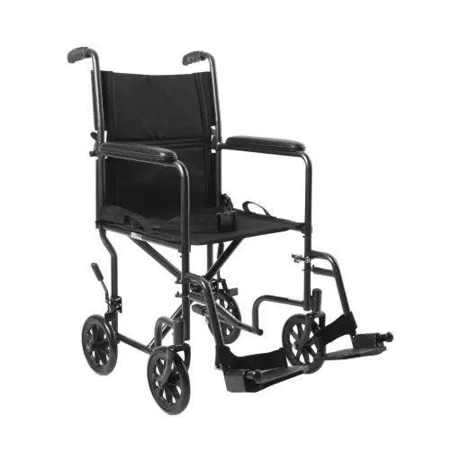 [146-TR39E-SV] Transport Chair 19 inch Steel Frame Silver Vein