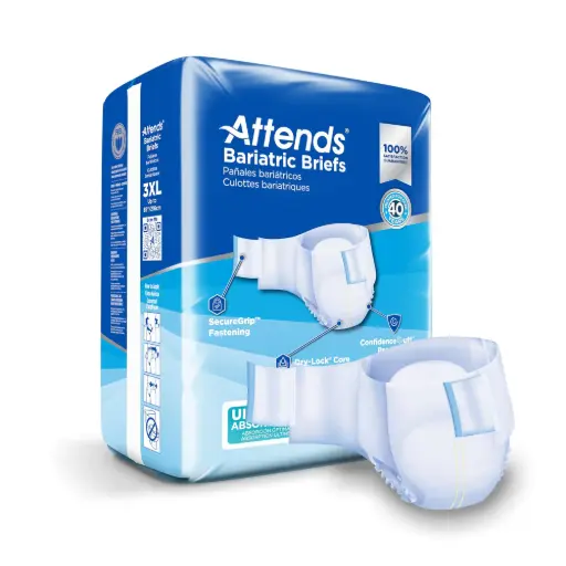 [1247855] Incontinence Brief Attends Bariatric Adult 3X-Large Unisex Disposable Heavy Absorbency