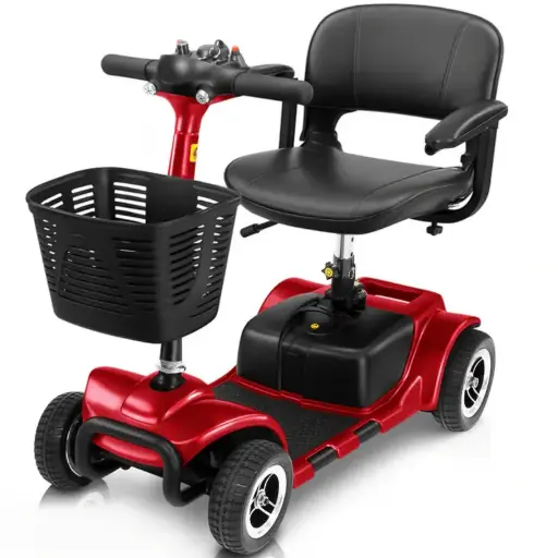 [MOB1027RED] 4 Wheel Mobility Scooter - Electric Powered with Seat for Seniors/ Red
